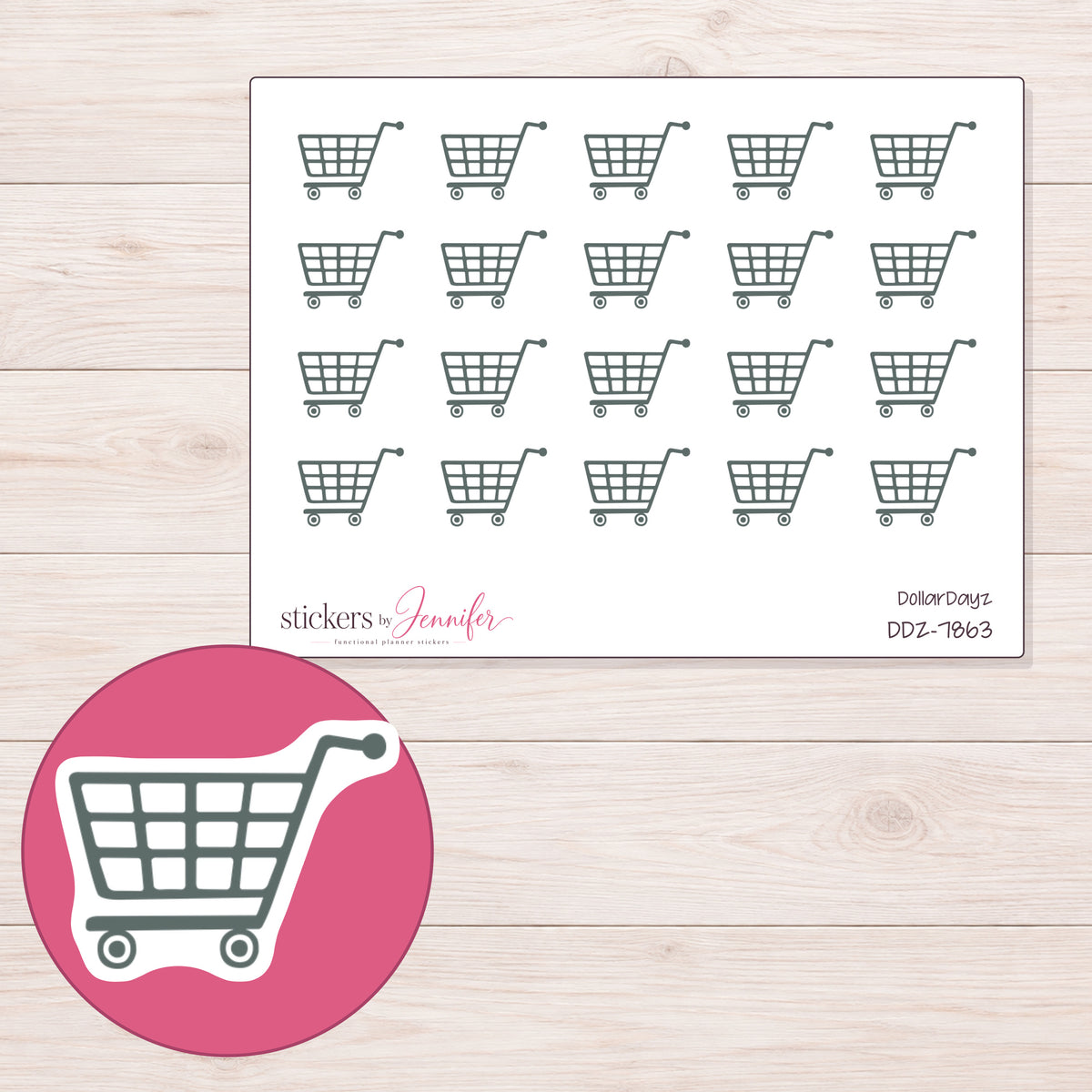 DDZ-7863 planner sticker sheet with enlarged sticker detail