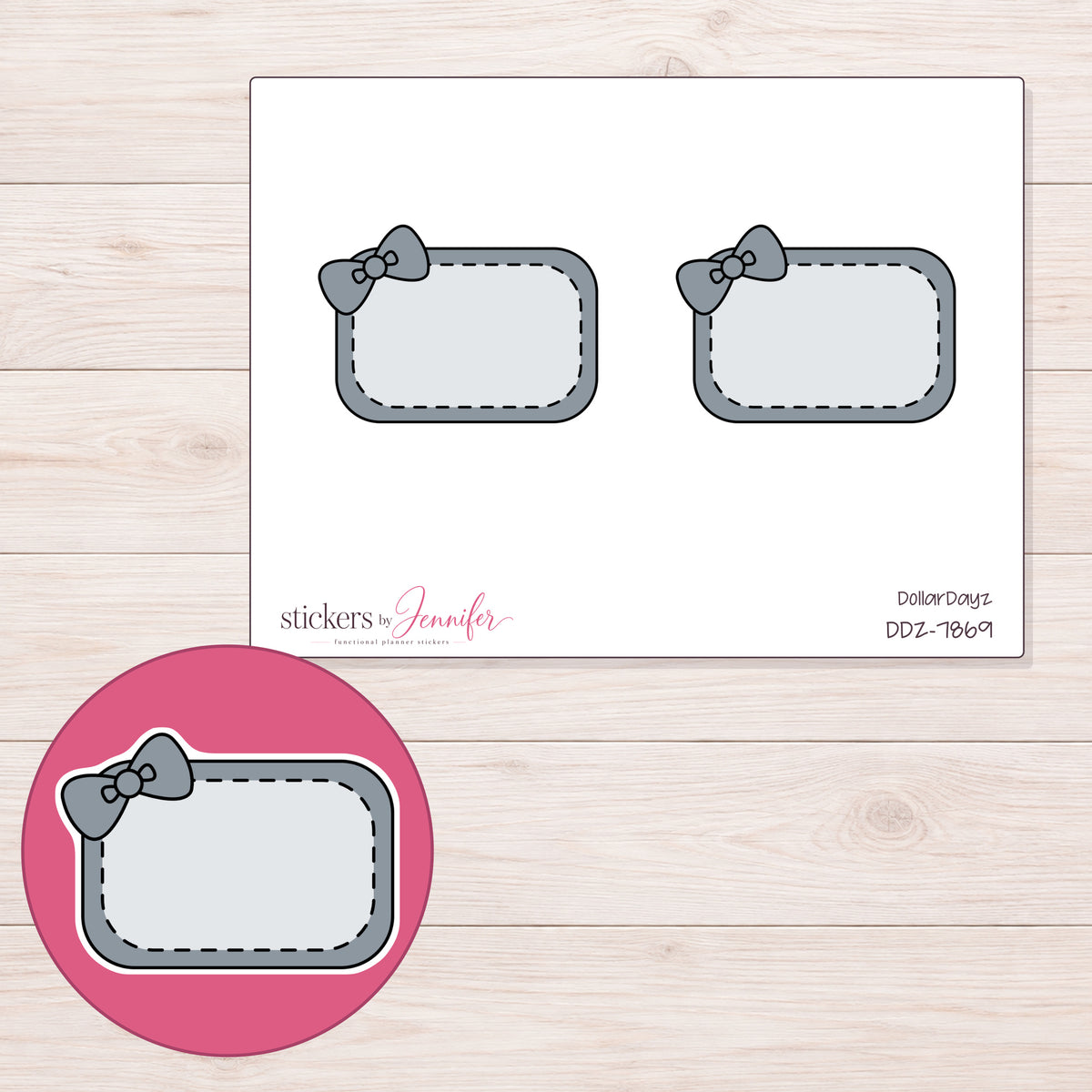 DDZ-7869 planner sticker sheet with enlarged sticker detail