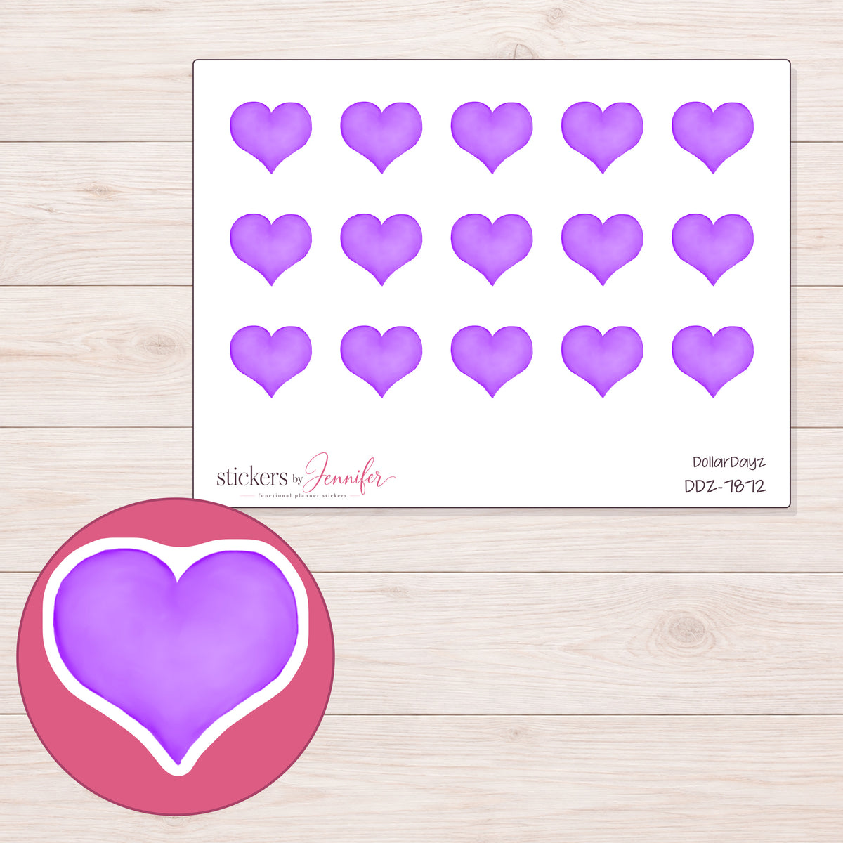 DDZ-7872 planner sticker sheet with enlarged sticker detail