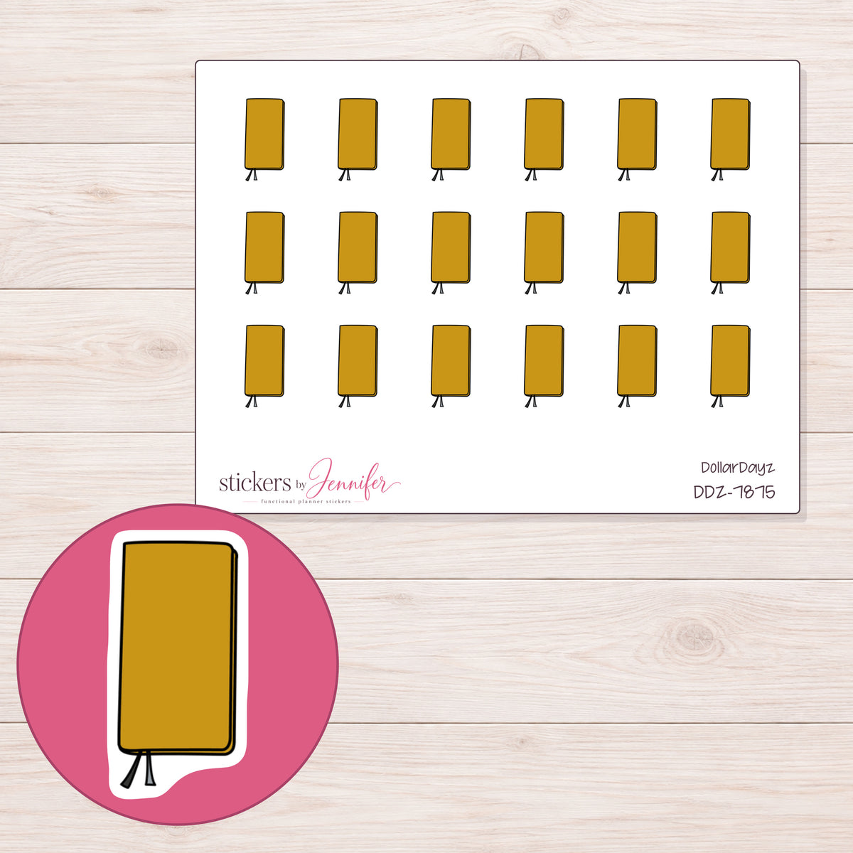DDZ-7875 planner sticker sheet with enlarged sticker detail