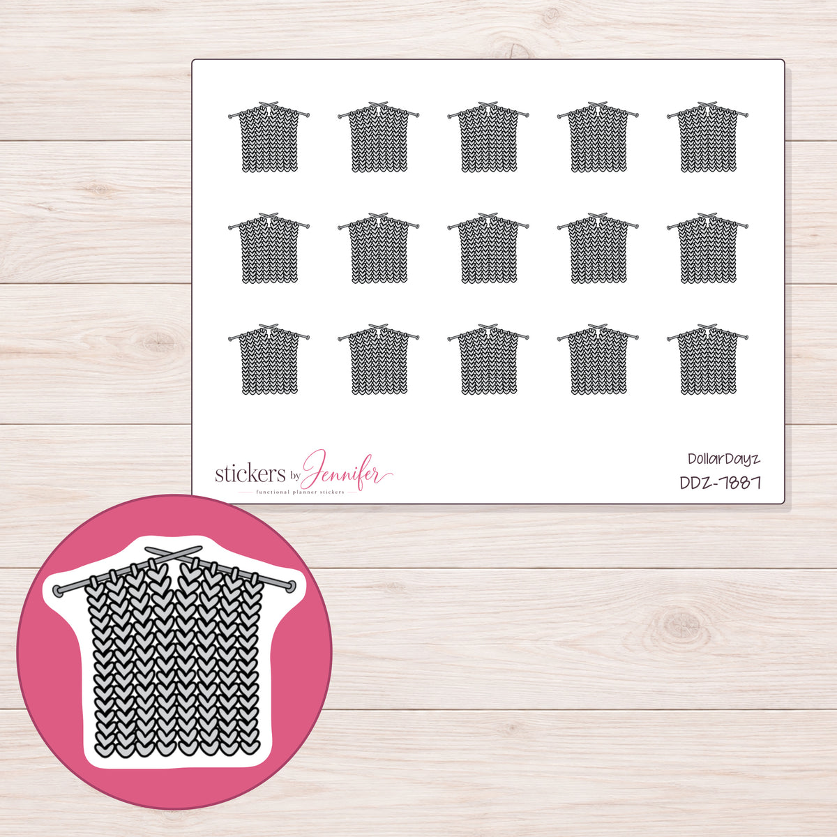 DDZ-7887 planner sticker sheet with enlarged sticker detail