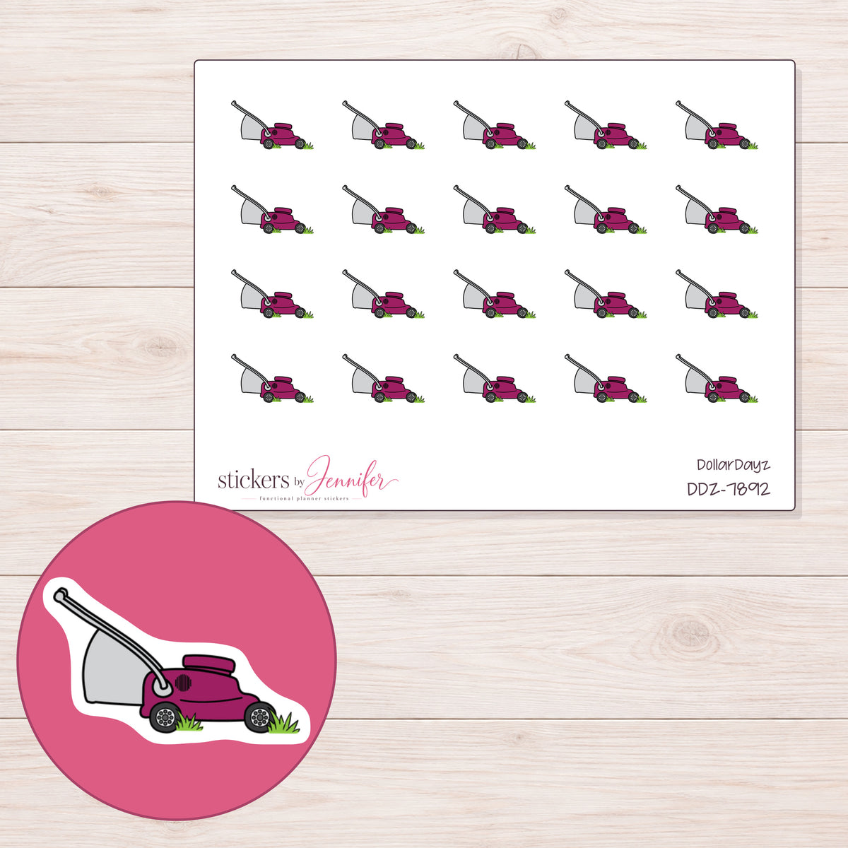 DDZ-7892 planner sticker sheet with enlarged sticker detail
