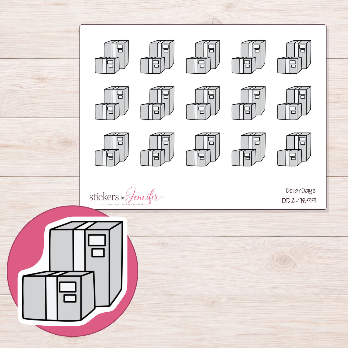 DDZ-7899 planner sticker sheet with enlarged sticker detail