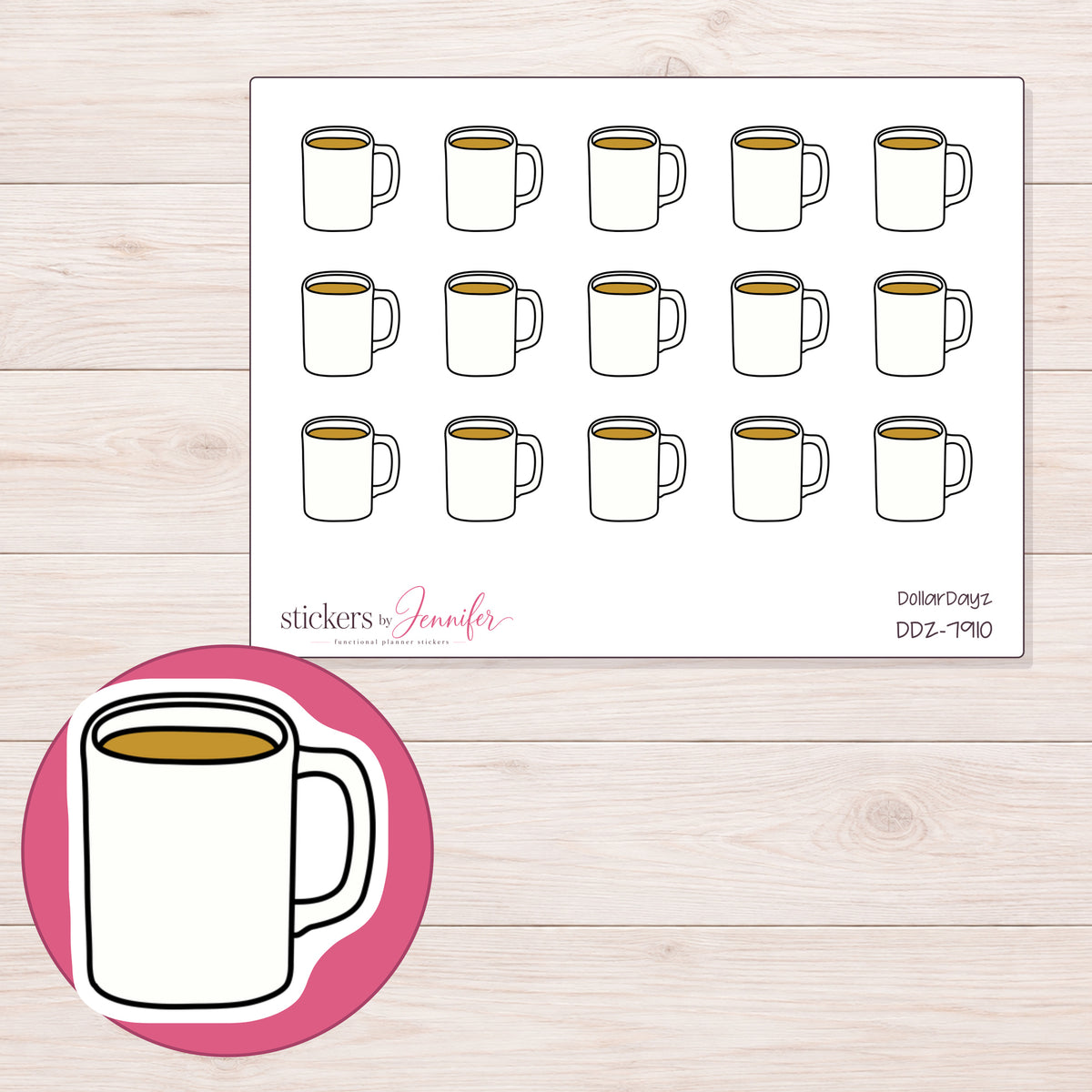 DDZ-7910 planner sticker sheet with enlarged sticker detail