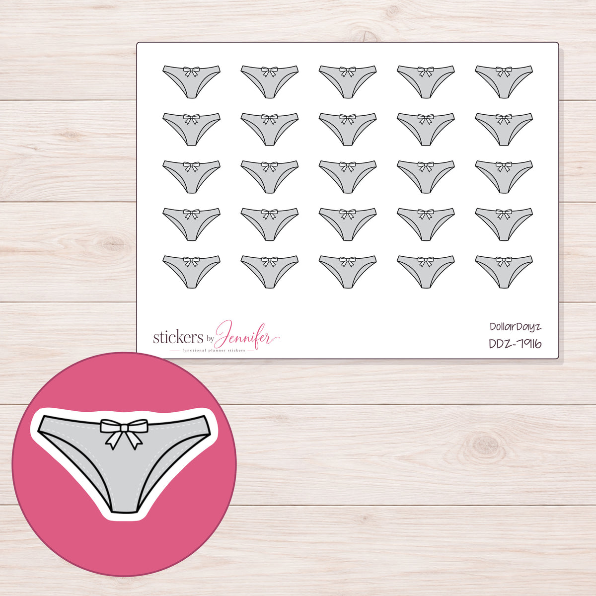DDZ-7916 planner sticker sheet with enlarged sticker detail