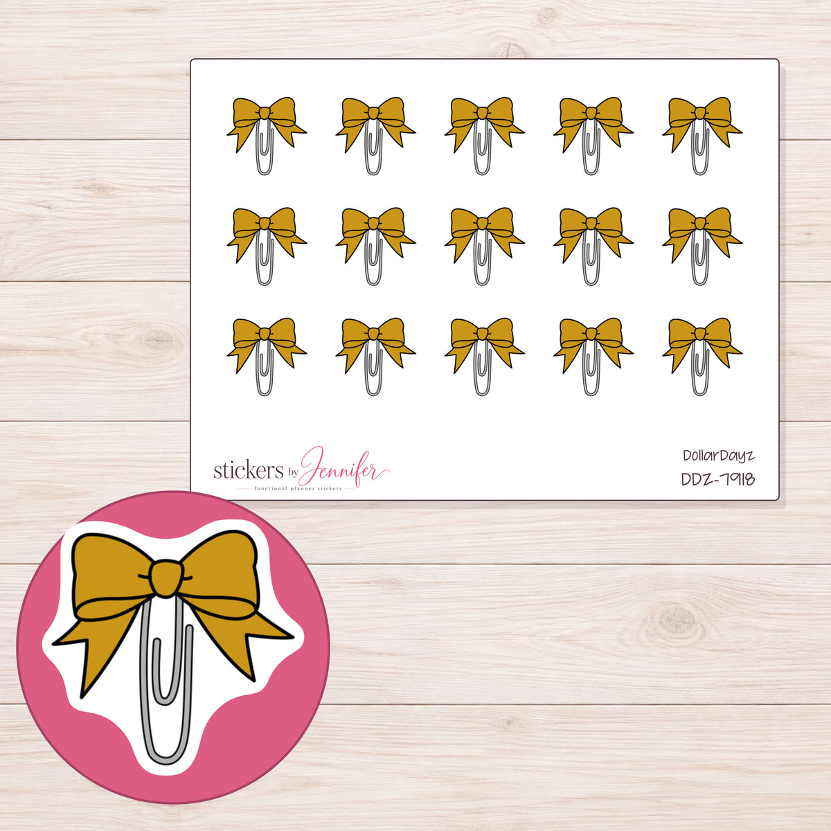 DDZ-7918 planner sticker sheet with enlarged sticker detail