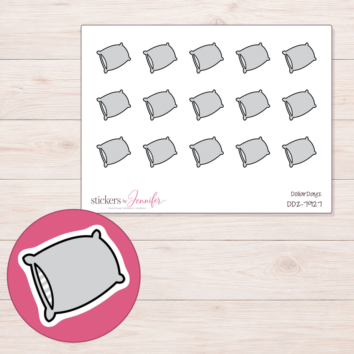 DDZ-7927 planner sticker sheet with enlarged sticker detail