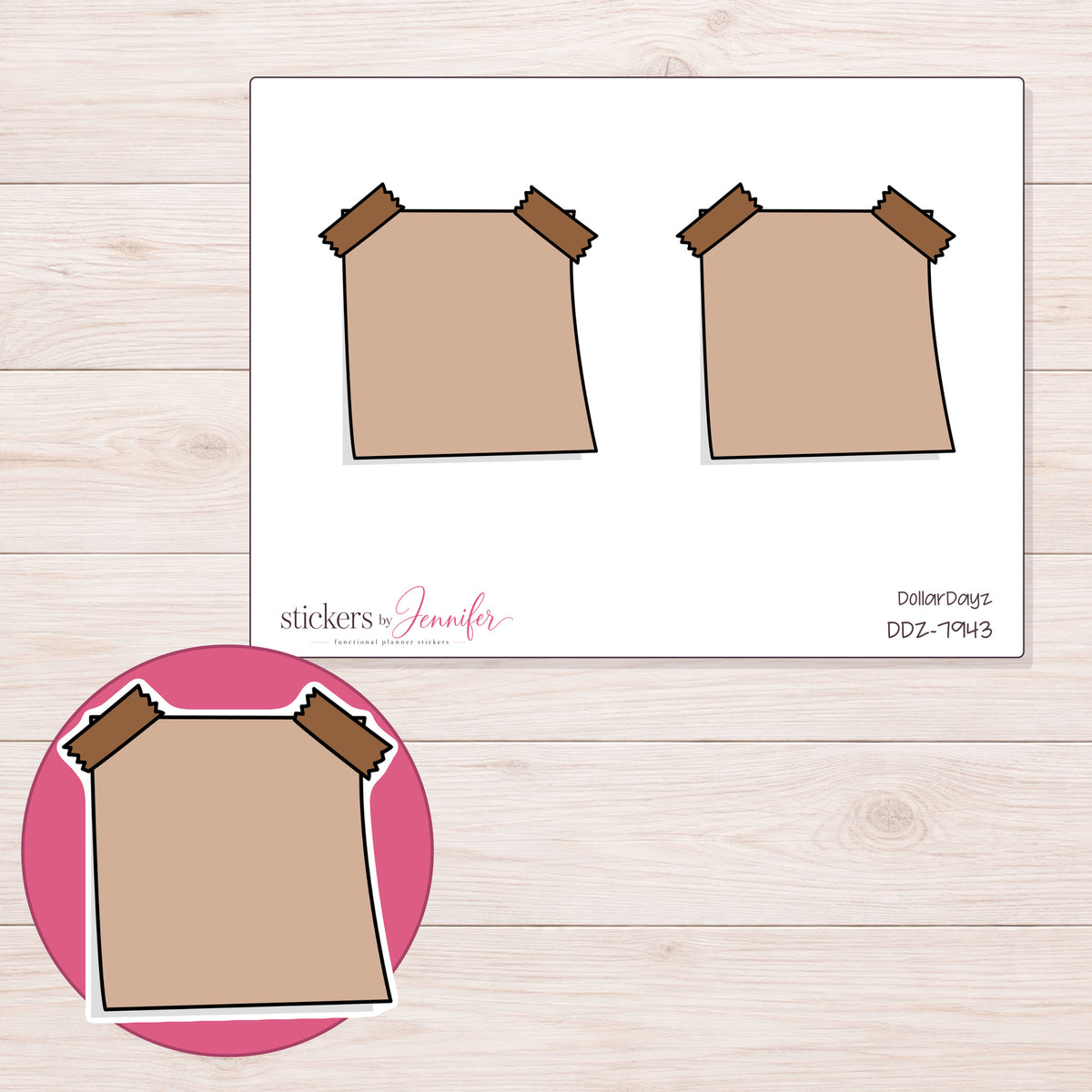 DDZ-7943 planner sticker sheet with enlarged sticker detail