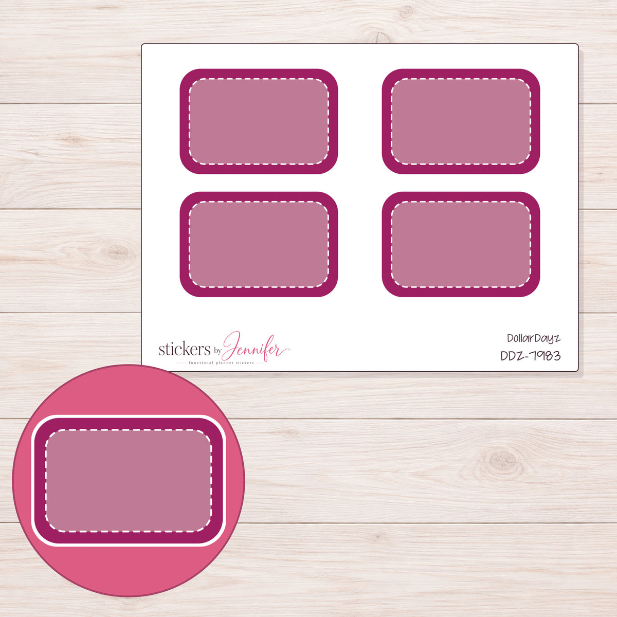 DDZ-7983 planner sticker sheet with enlarged sticker detail