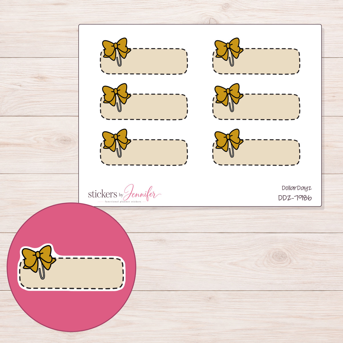 DDZ-7986 planner sticker sheet with enlarged sticker detail