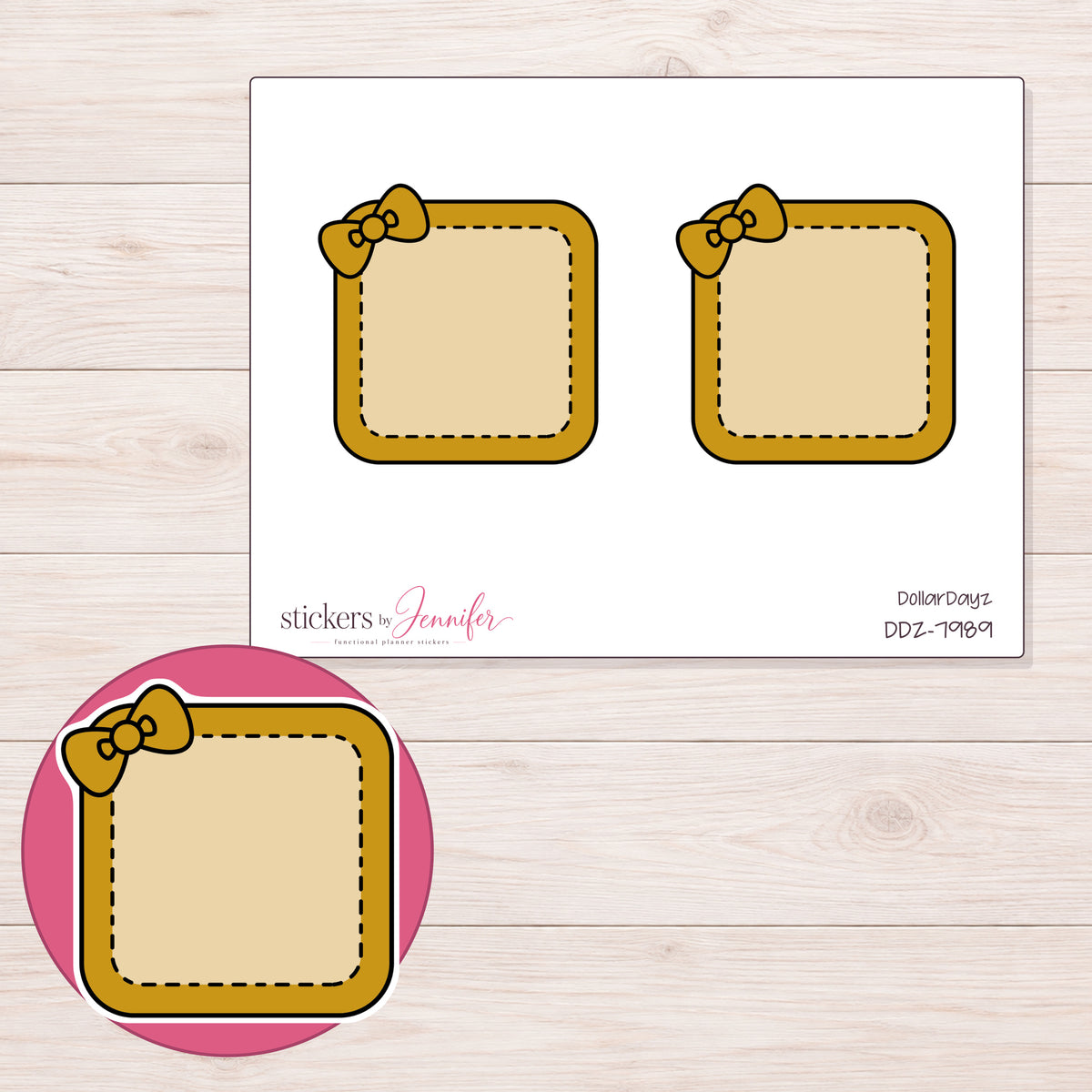 DDZ-7989 planner sticker sheet with enlarged sticker detail
