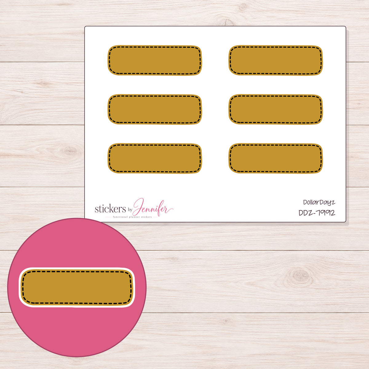 DDZ-7992 planner sticker sheet with enlarged sticker detail