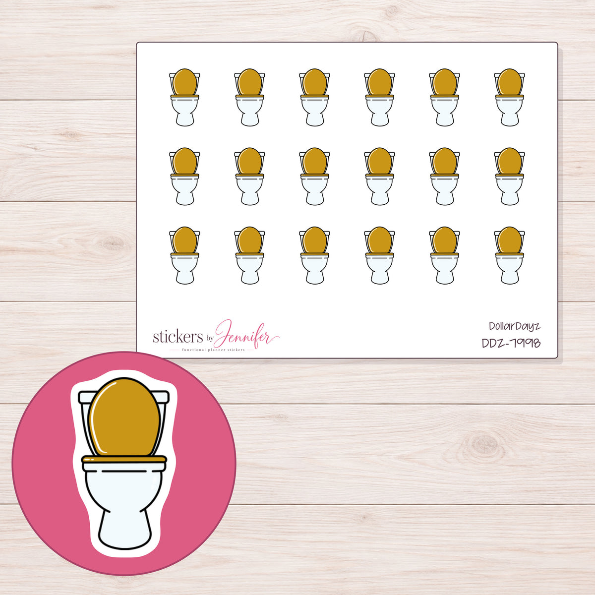 DDZ-7998 planner sticker sheet with enlarged sticker detail