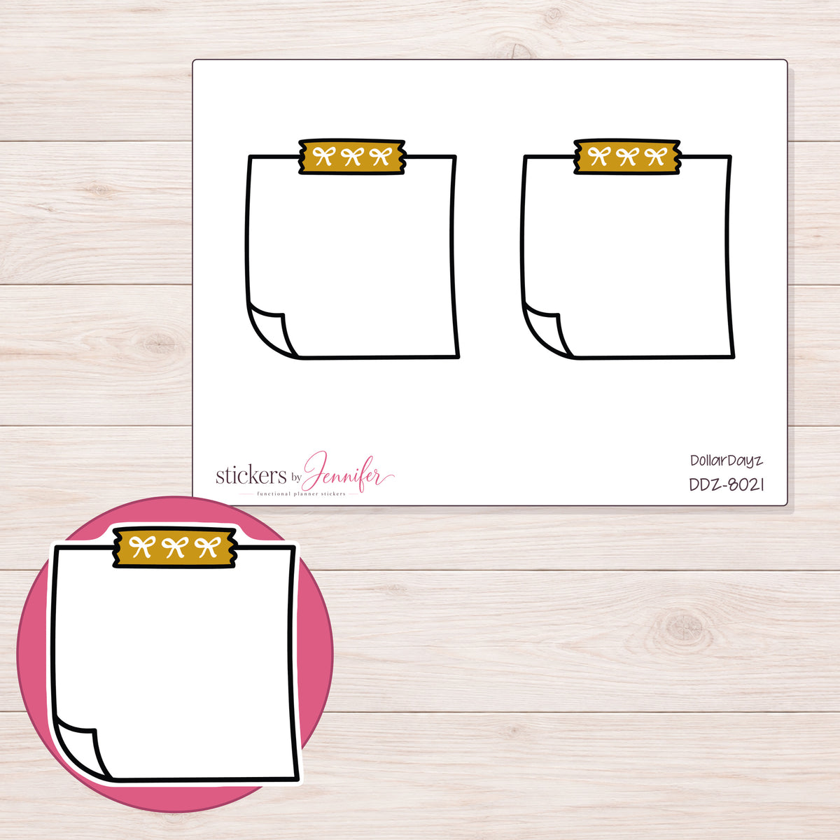 DDZ-8021 planner sticker sheet with enlarged sticker detail