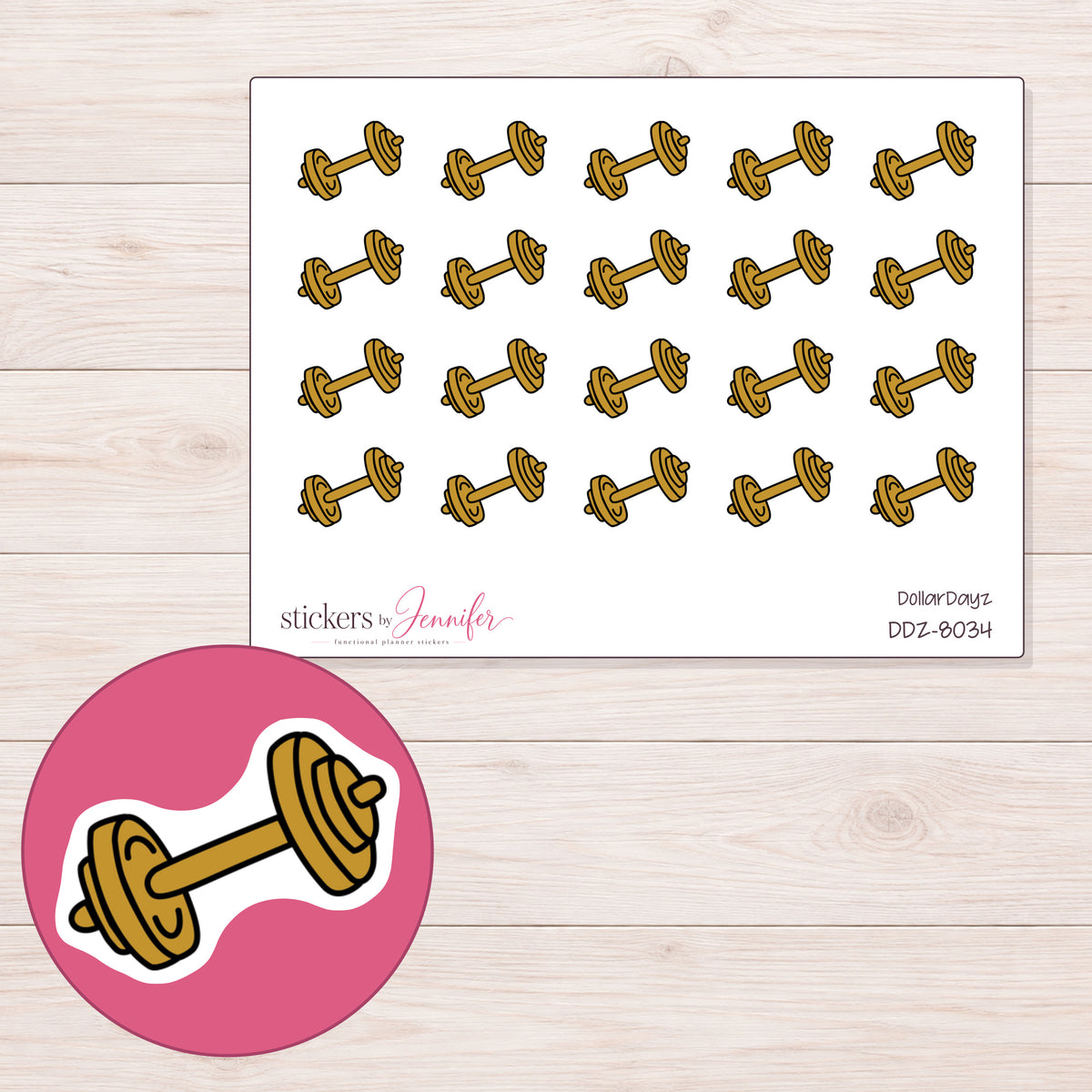 DDZ-8034 planner sticker sheet with enlarged sticker detail