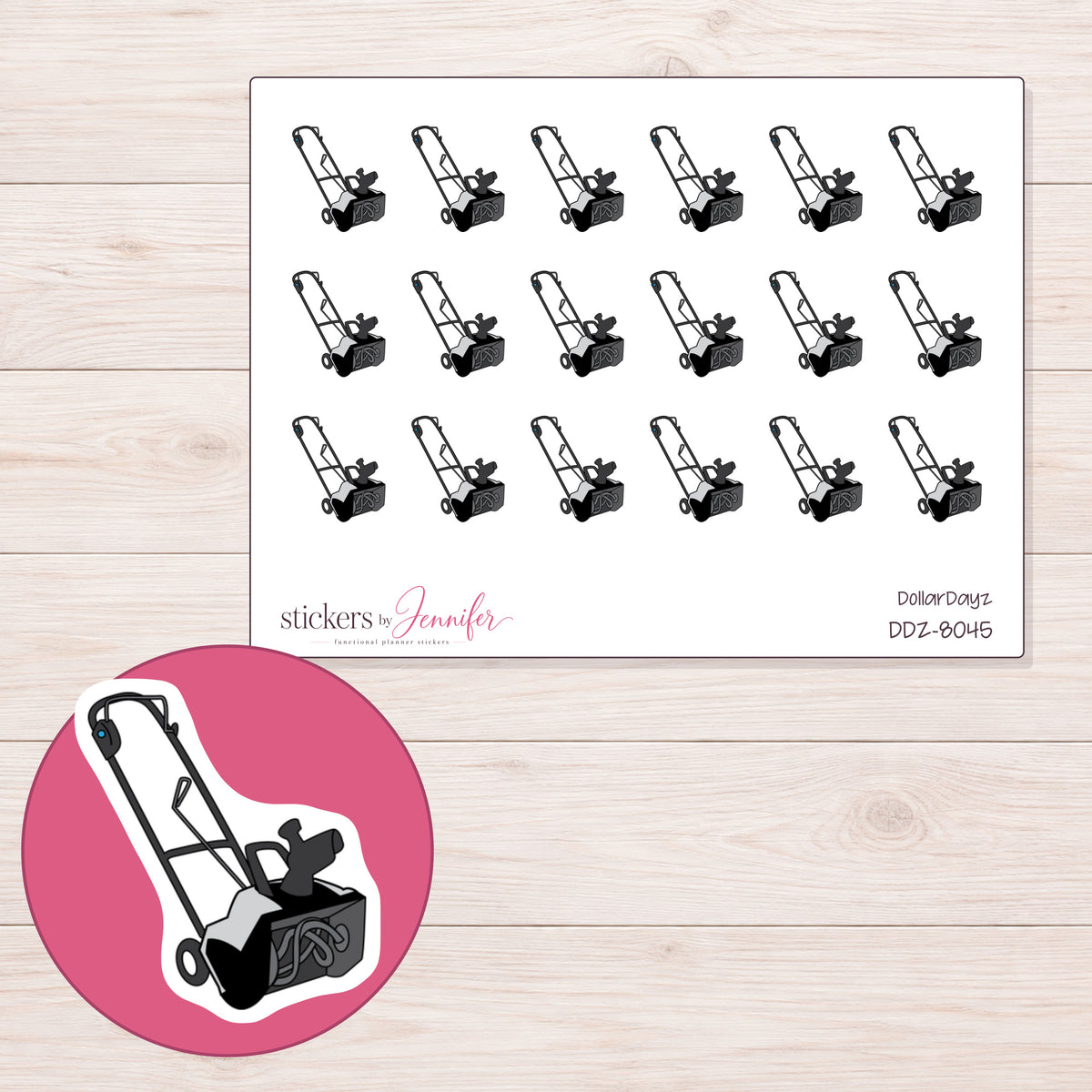 DDZ-8045 planner sticker sheet with enlarged sticker detail