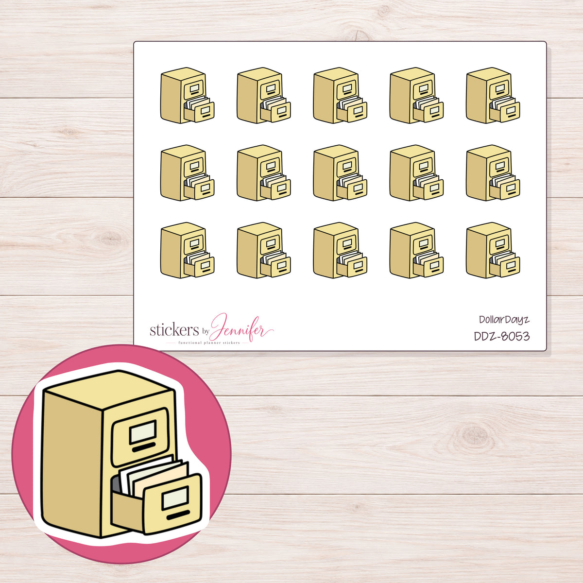 DDZ-8053 planner sticker sheet with enlarged sticker detail