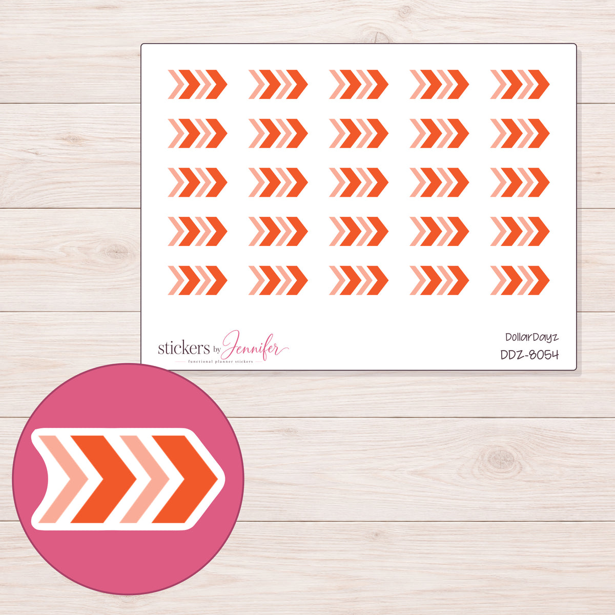 DDZ-8054 planner sticker sheet with enlarged sticker detail