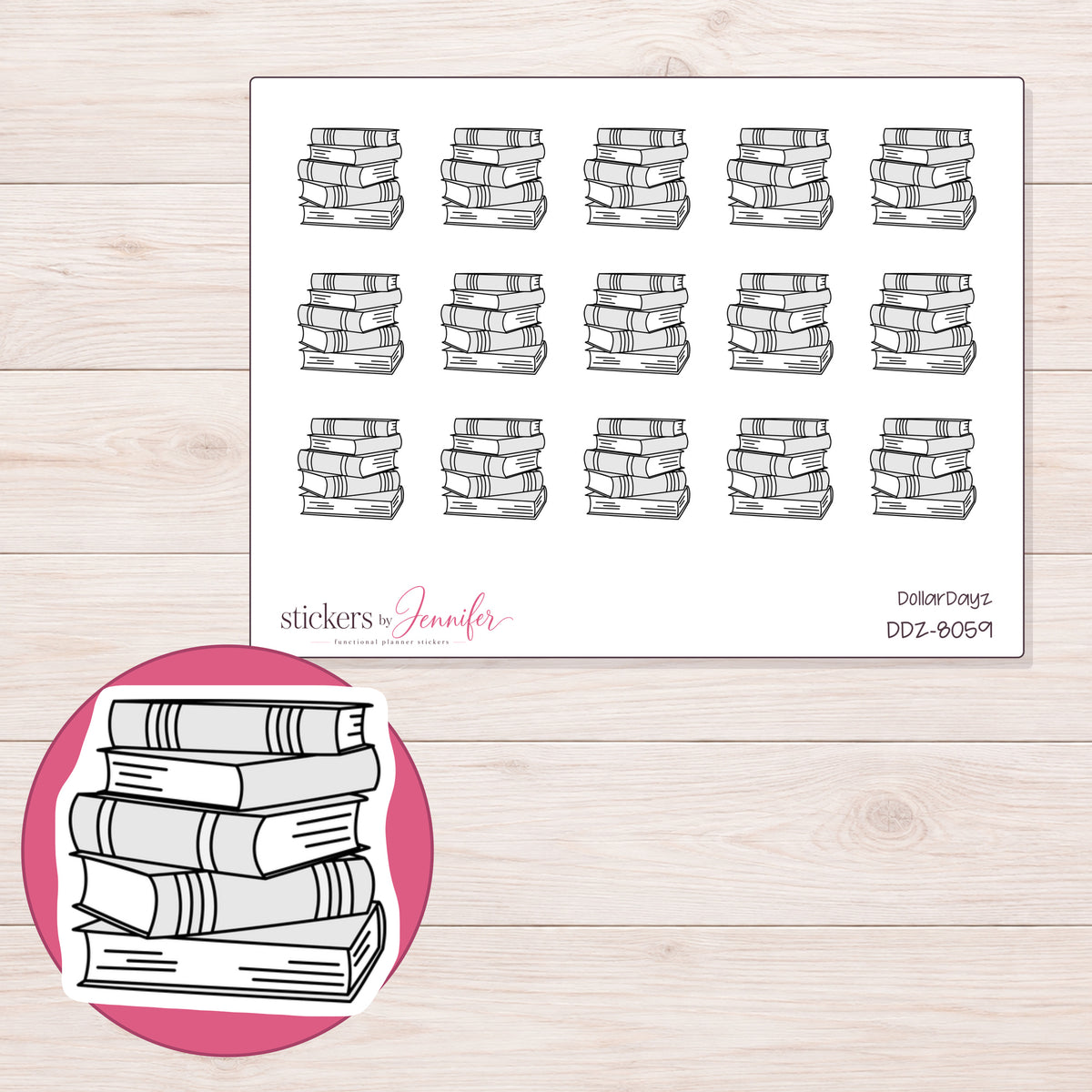 DDZ-8059 planner sticker sheet with enlarged sticker detail