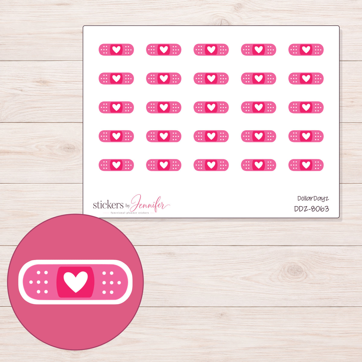 DDZ-8063 planner sticker sheet with enlarged sticker detail