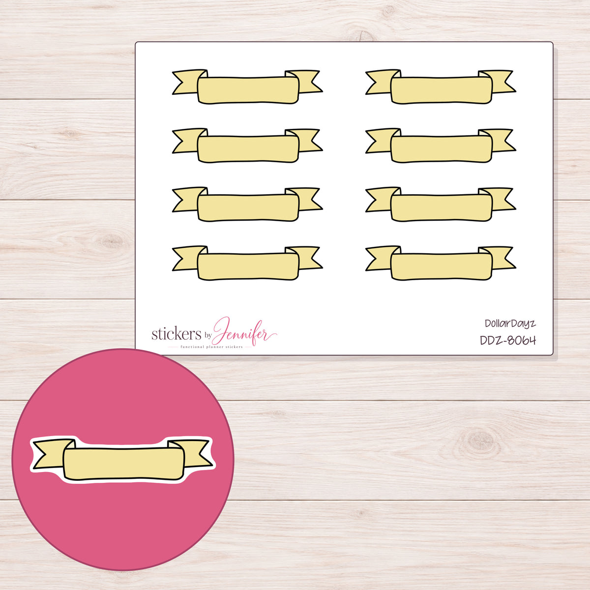 DDZ-8064 planner sticker sheet with enlarged sticker detail