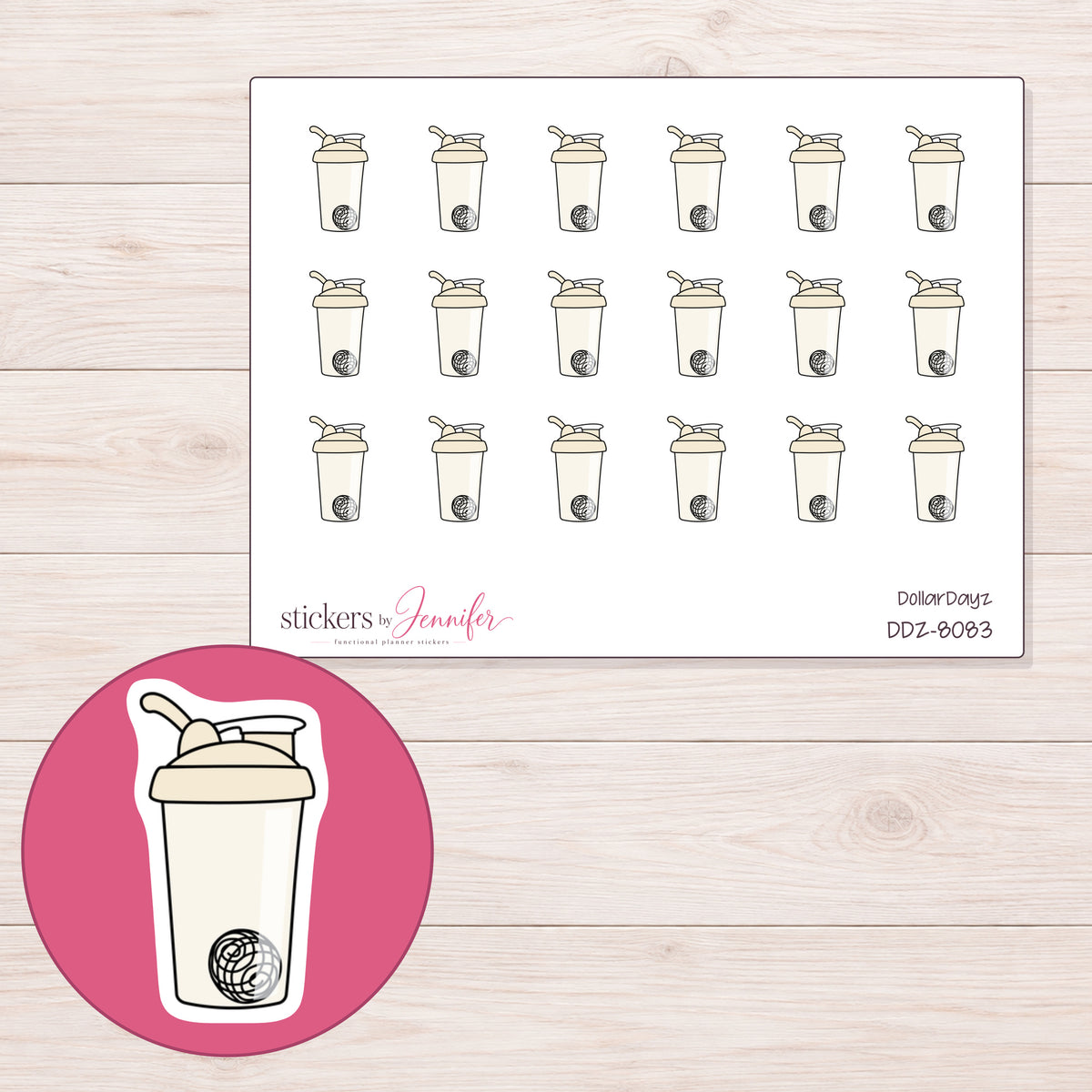 DDZ-8083 planner sticker sheet with enlarged sticker detail