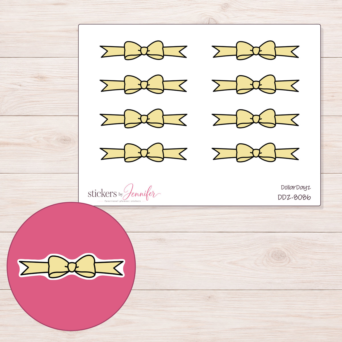 DDZ-8086 planner sticker sheet with enlarged sticker detail