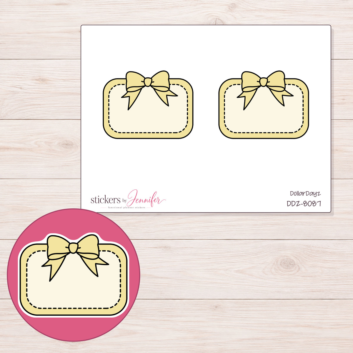 DDZ-8087 planner sticker sheet with enlarged sticker detail