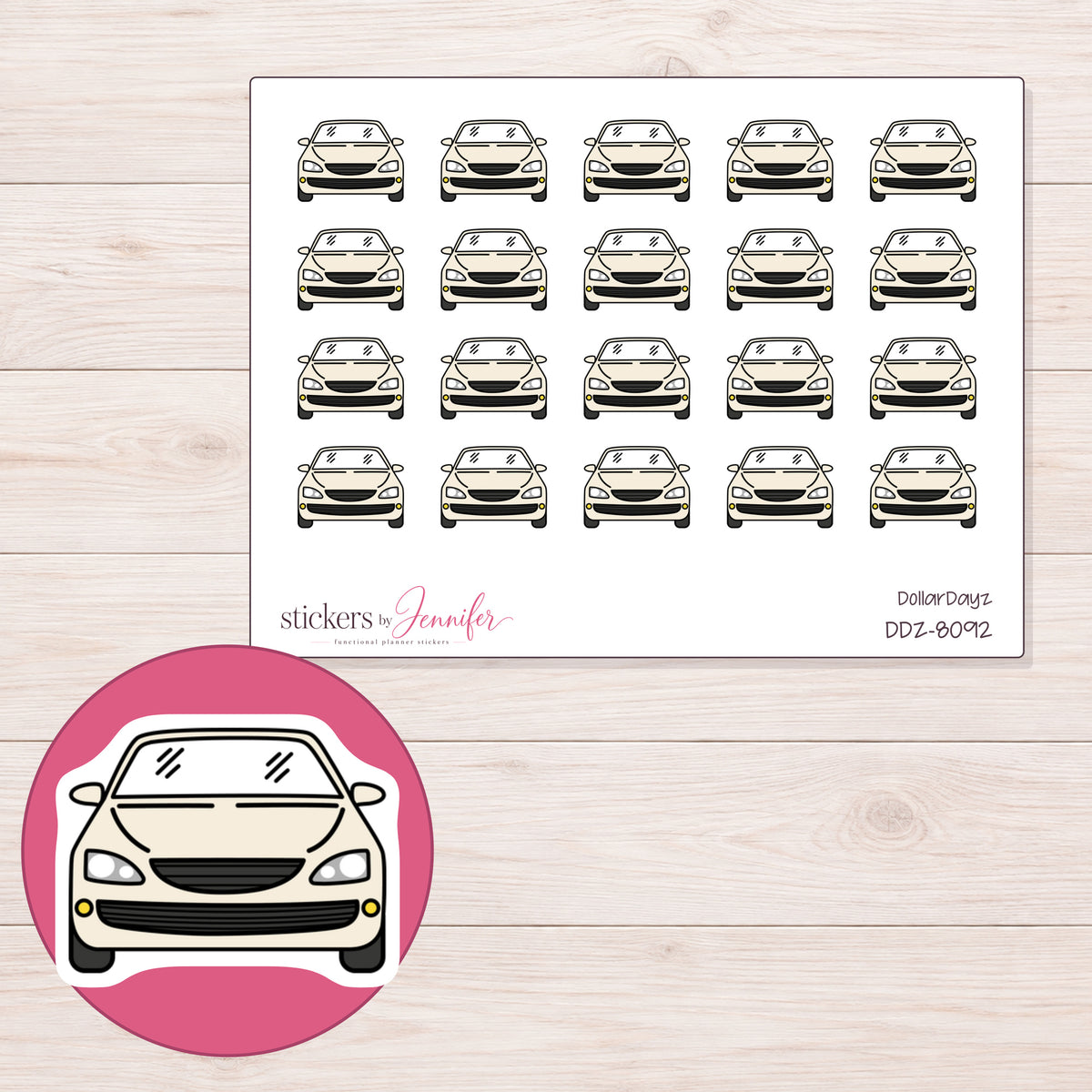 DDZ-8092 planner sticker sheet with enlarged sticker detail