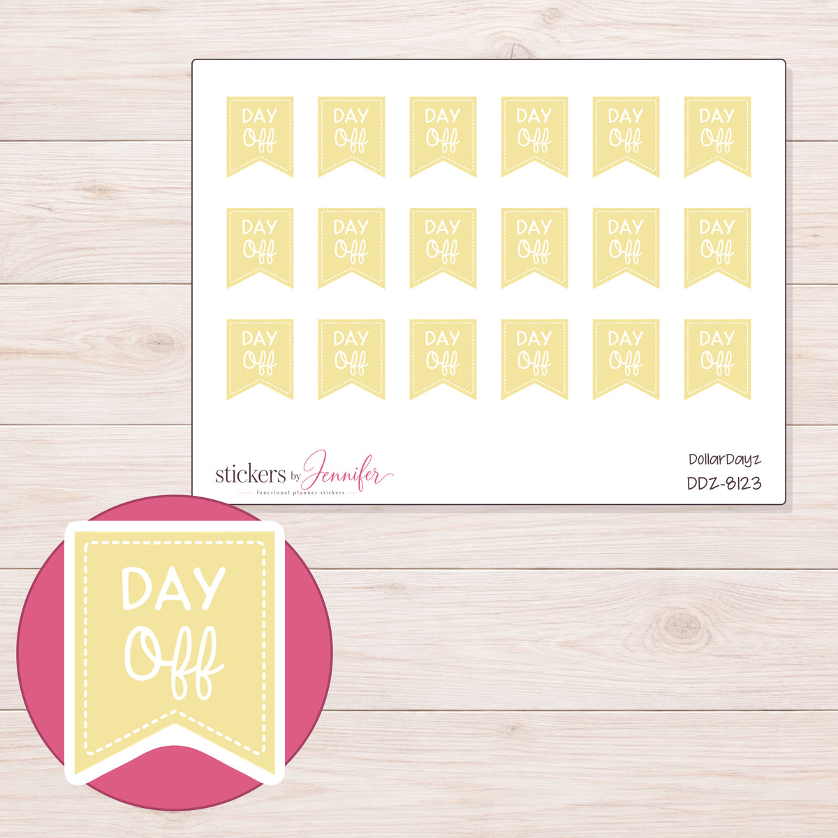 DDZ-8123 planner sticker sheet with enlarged sticker detail