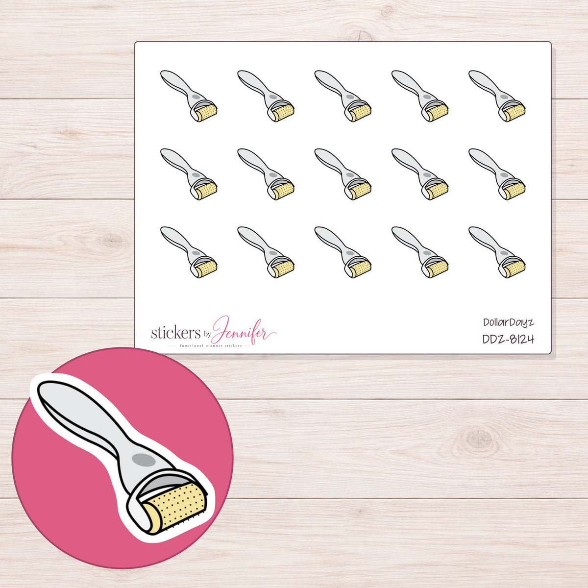 DDZ-8124 planner sticker sheet with enlarged sticker detail