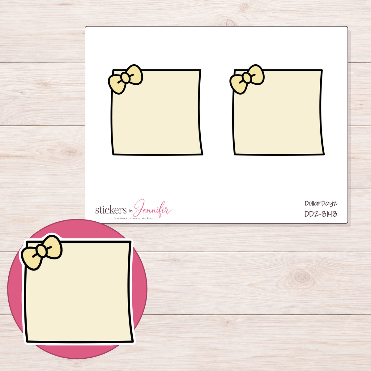DDZ-8148 planner sticker sheet with enlarged sticker detail