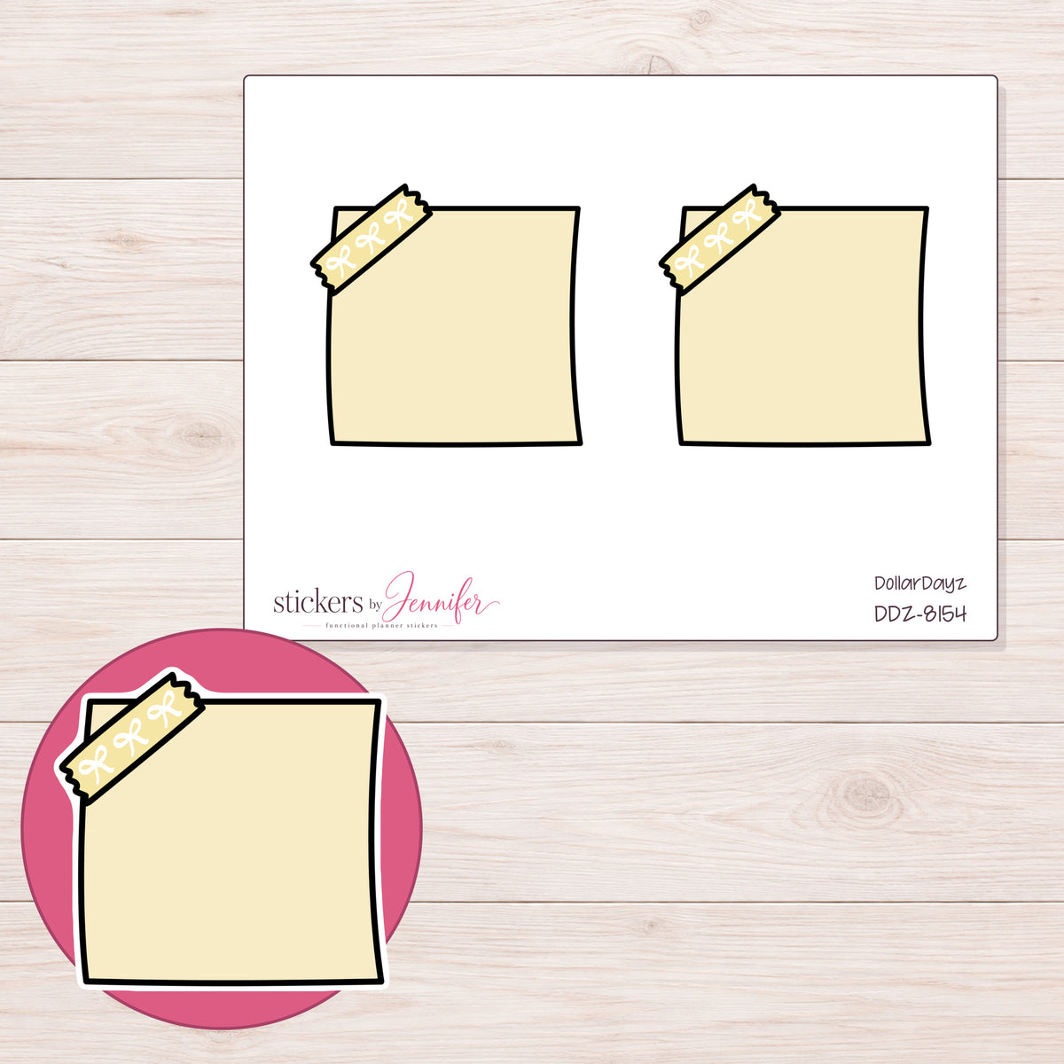 DDZ-8154 planner sticker sheet with enlarged sticker detail