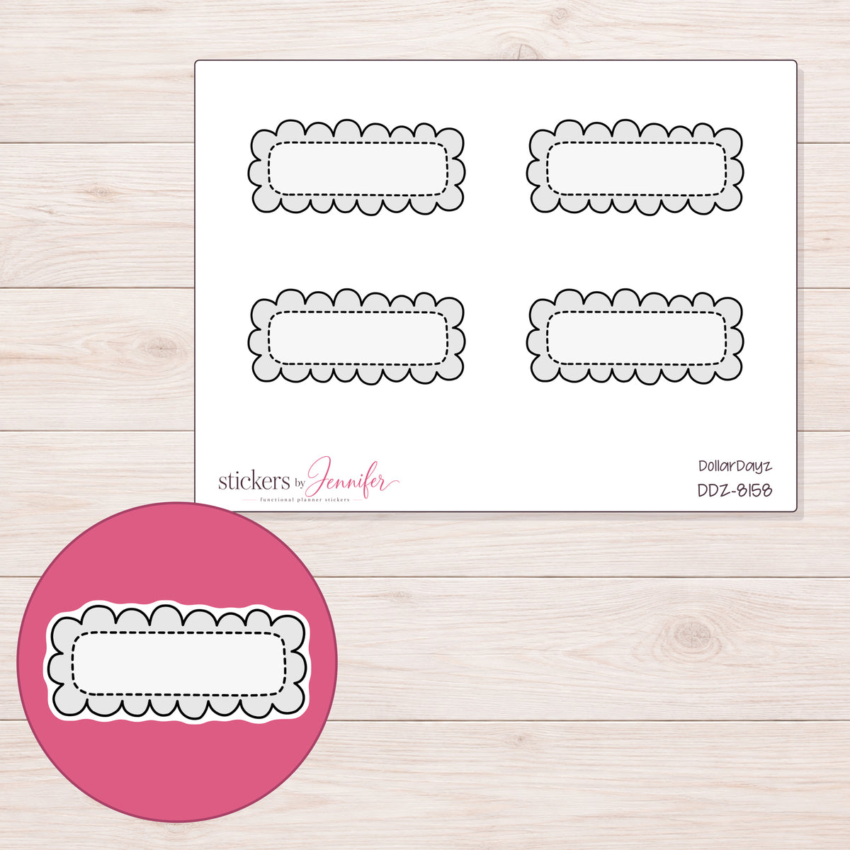 DDZ-8158 planner sticker sheet with enlarged sticker detail