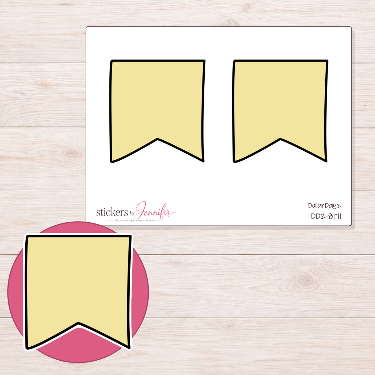 DDZ-8171 planner sticker sheet with enlarged sticker detail