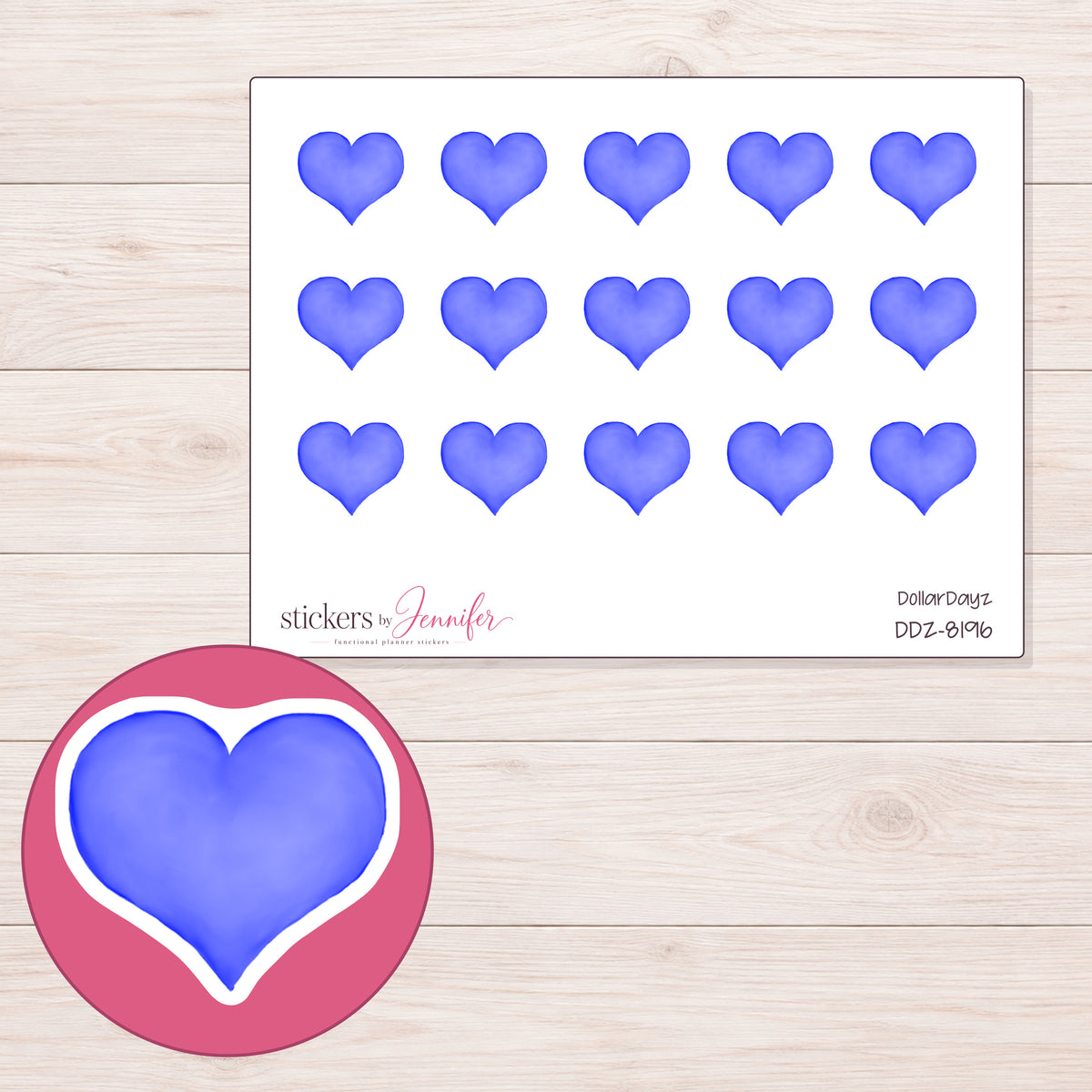 DDZ-8196 planner sticker sheet with enlarged sticker detail