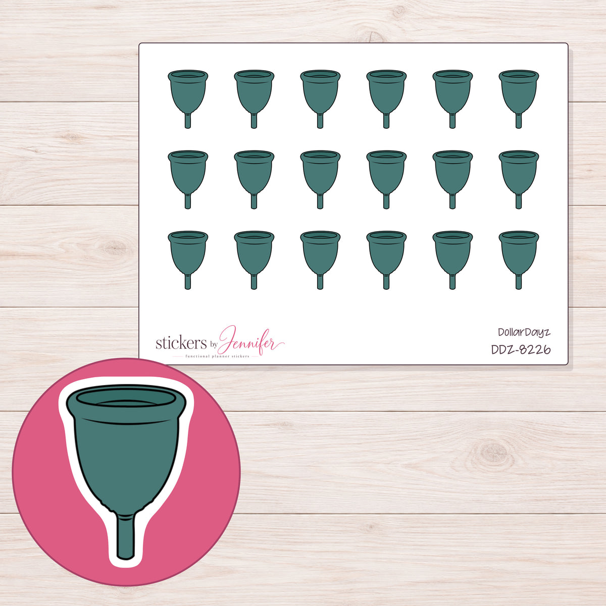 DDZ-8226 planner sticker sheet with enlarged sticker detail