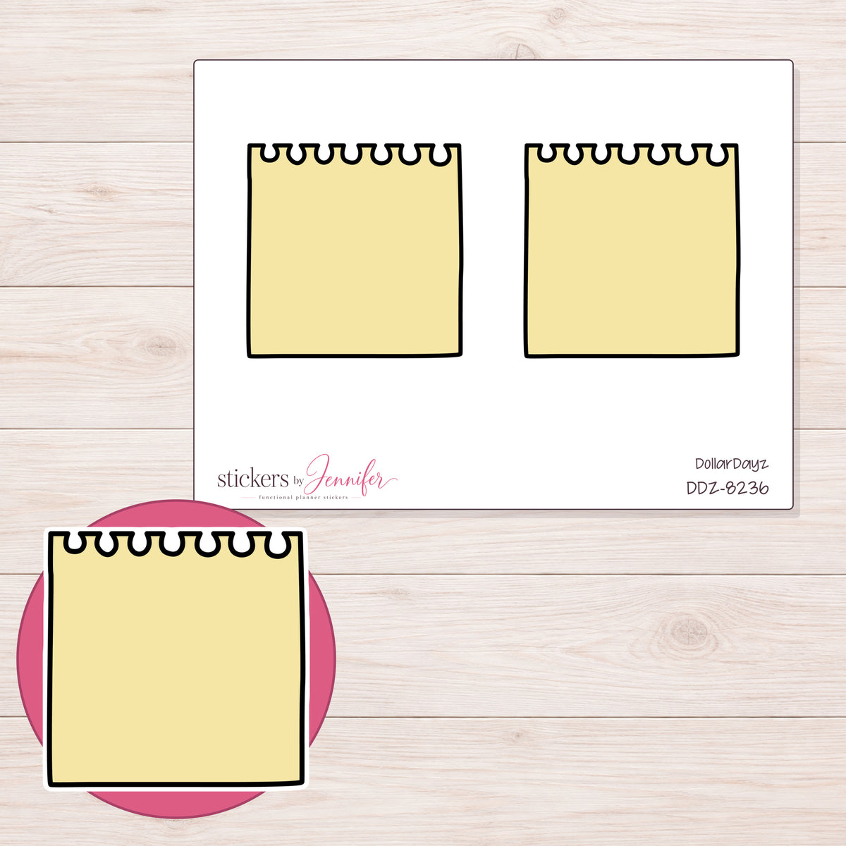 DDZ-8236 planner sticker sheet with enlarged sticker detail