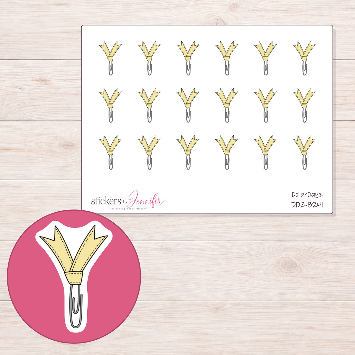 DDZ-8241 planner sticker sheet with enlarged sticker detail