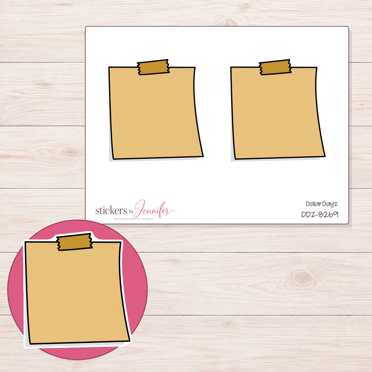 DDZ-8269 planner sticker sheet with enlarged sticker detail