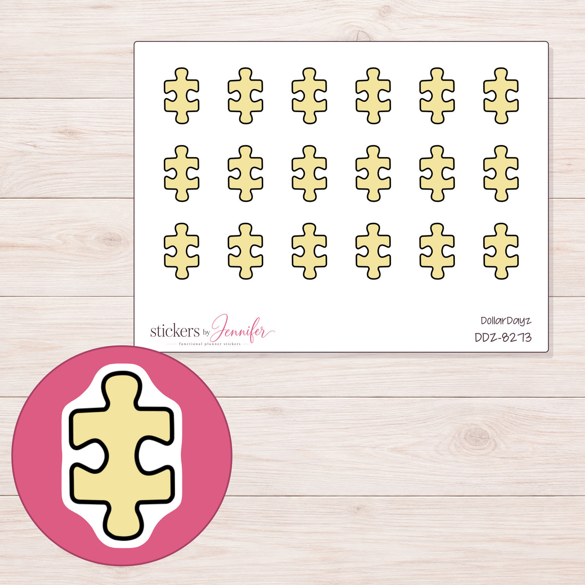 DDZ-8273 planner sticker sheet with enlarged sticker detail
