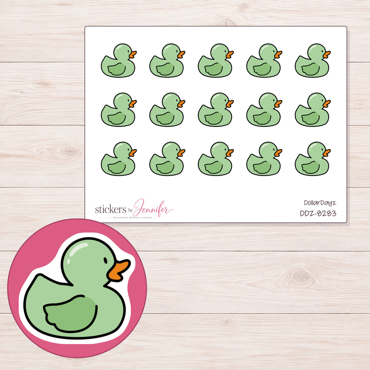 DDZ-8283 planner sticker sheet with enlarged sticker detail