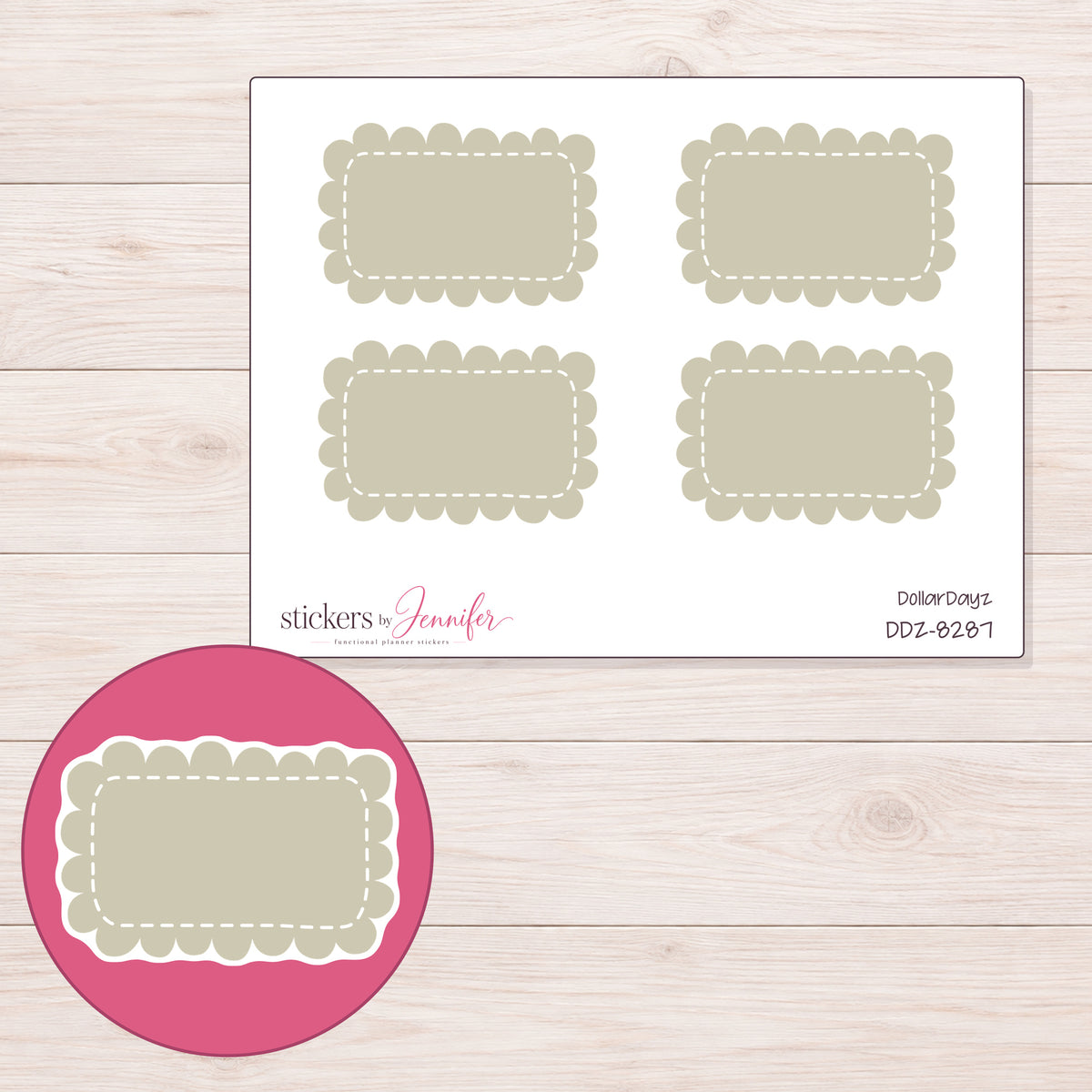 DDZ-8287 planner sticker sheet with enlarged sticker detail