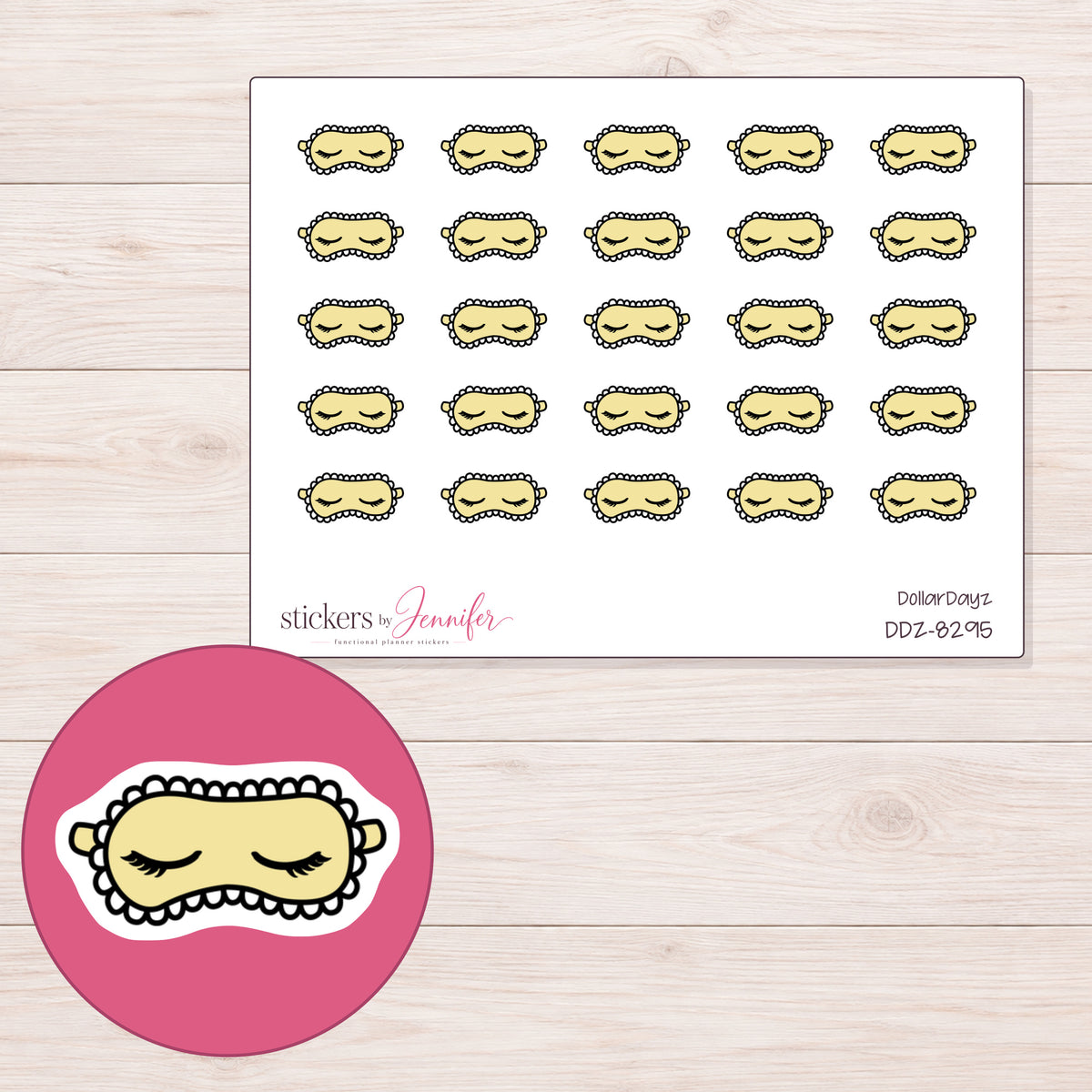 DDZ-8295 planner sticker sheet with enlarged sticker detail