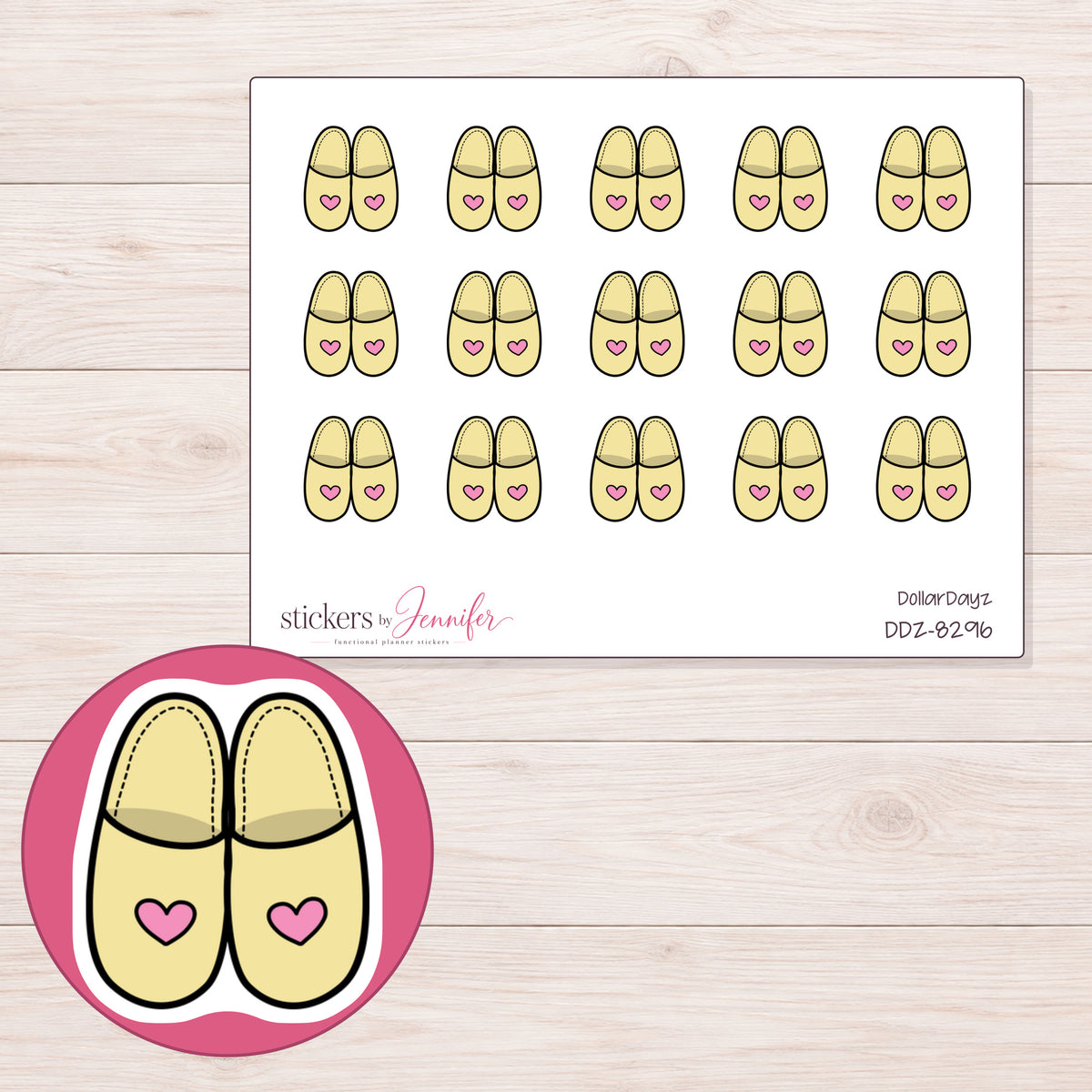 DDZ-8296 planner sticker sheet with enlarged sticker detail