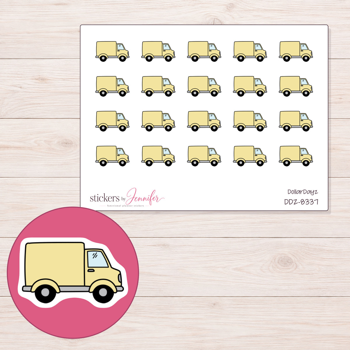 DDZ-8337 planner sticker sheet with enlarged sticker detail