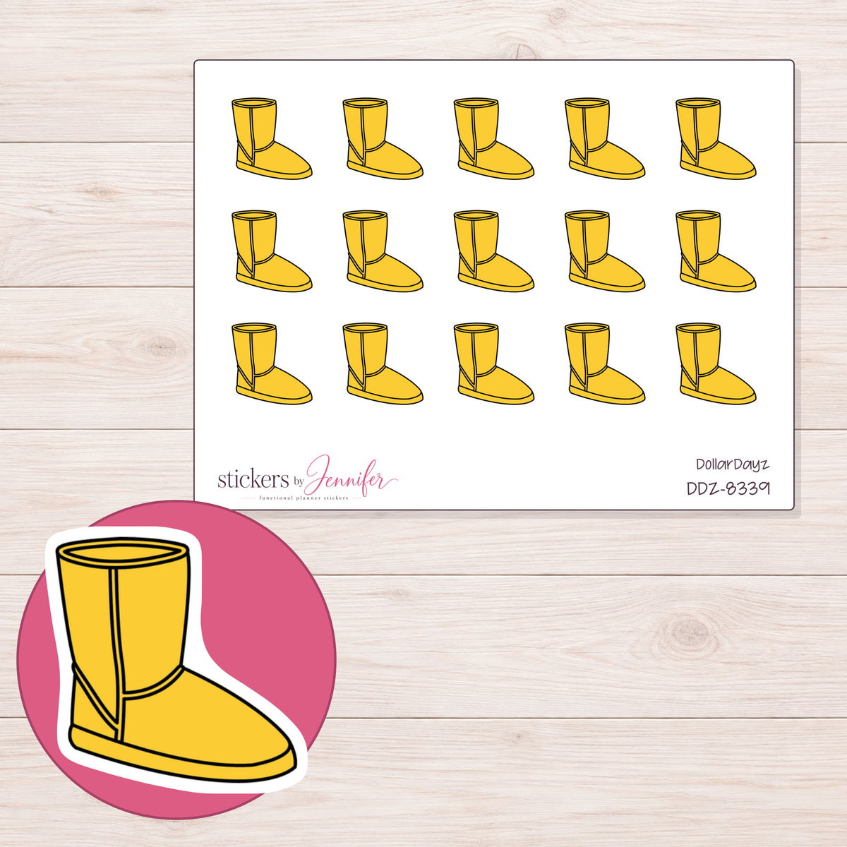 DDZ-8339 planner sticker sheet with enlarged sticker detail