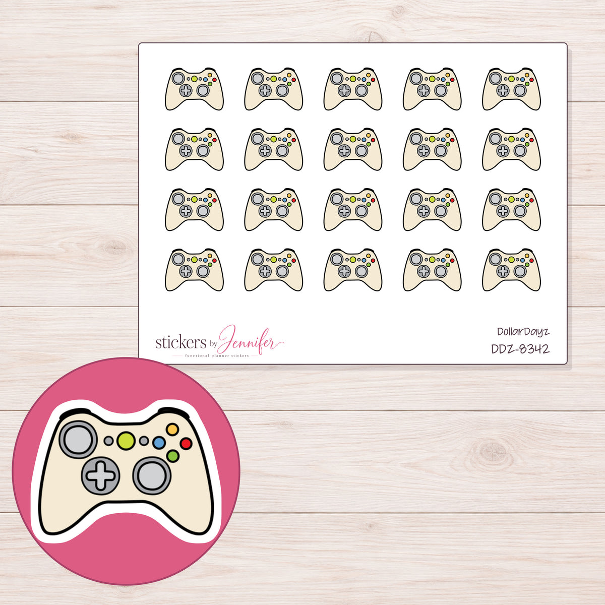 DDZ-8342 planner sticker sheet with enlarged sticker detail