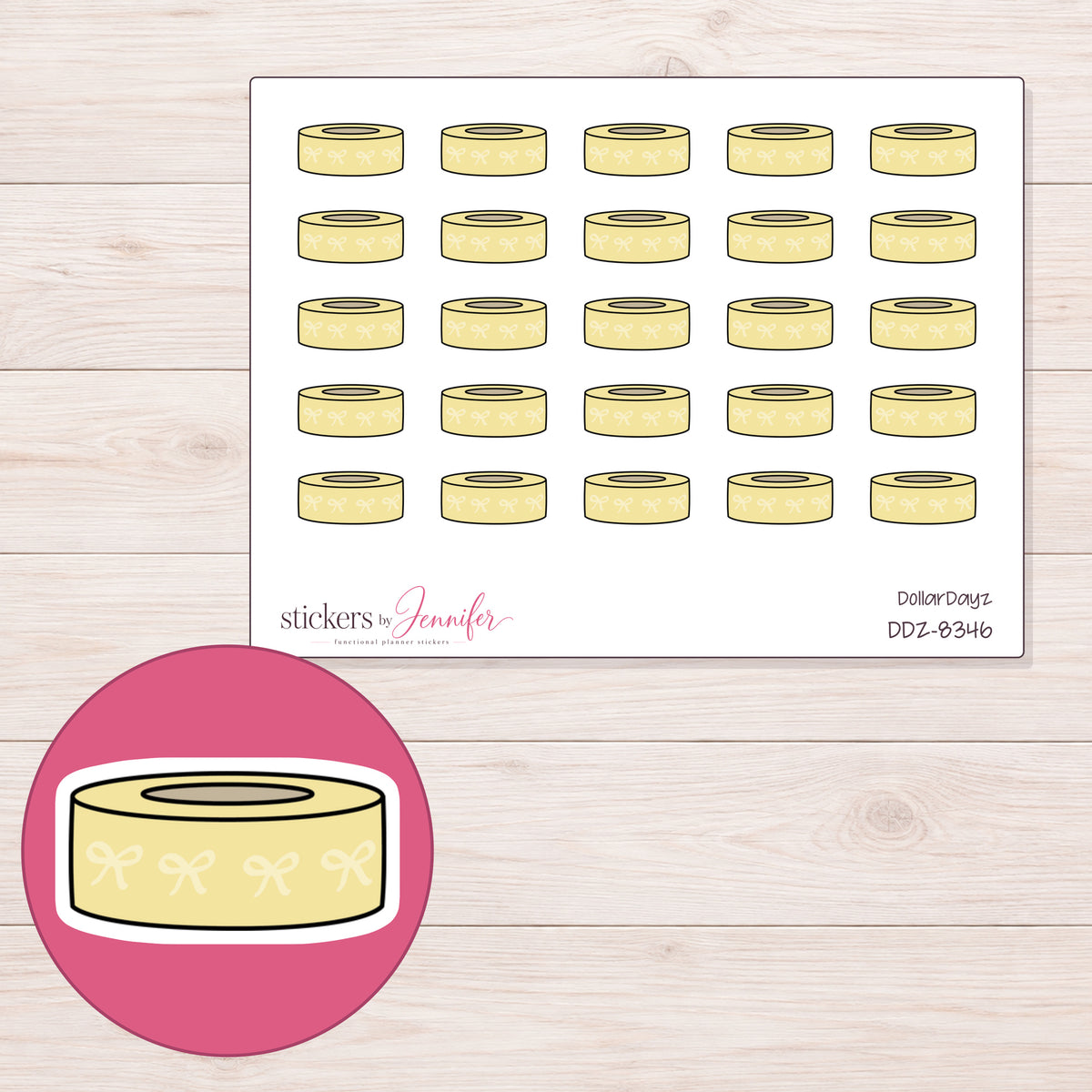 DDZ-8346 planner sticker sheet with enlarged sticker detail