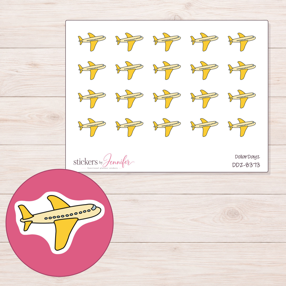 DDZ-8373 planner sticker sheet with enlarged sticker detail